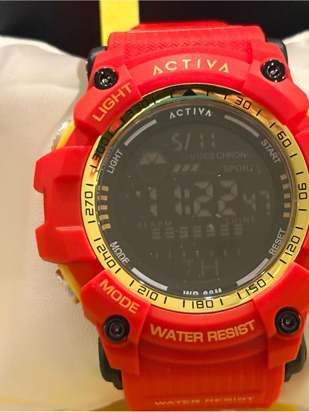 Ativa Red Digital Sports Watch with Gold Accents